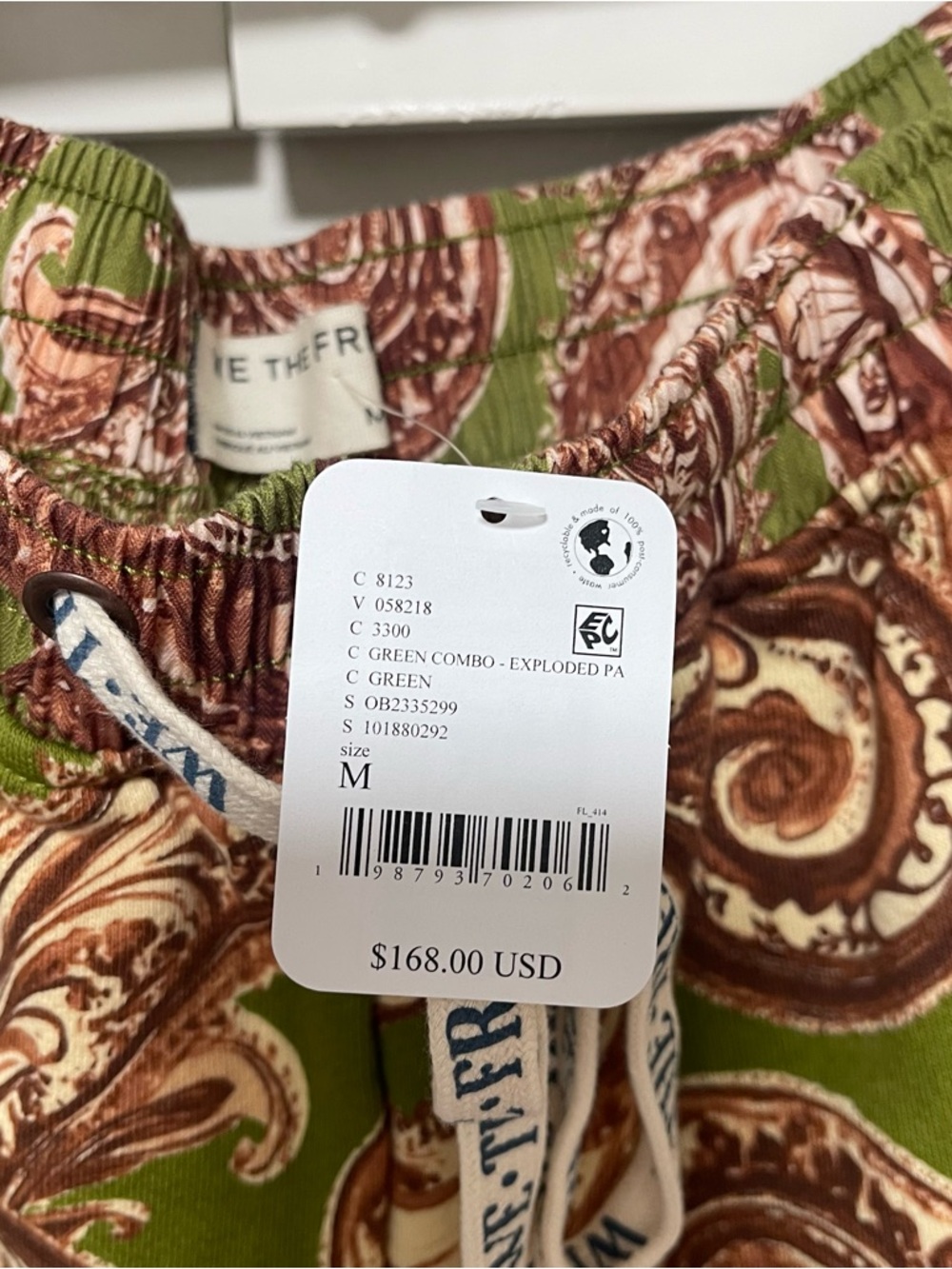 NWT Free People We the Free Jet Set Knit Pull On Pants in Green Combo $168 - Picture 9 of 11